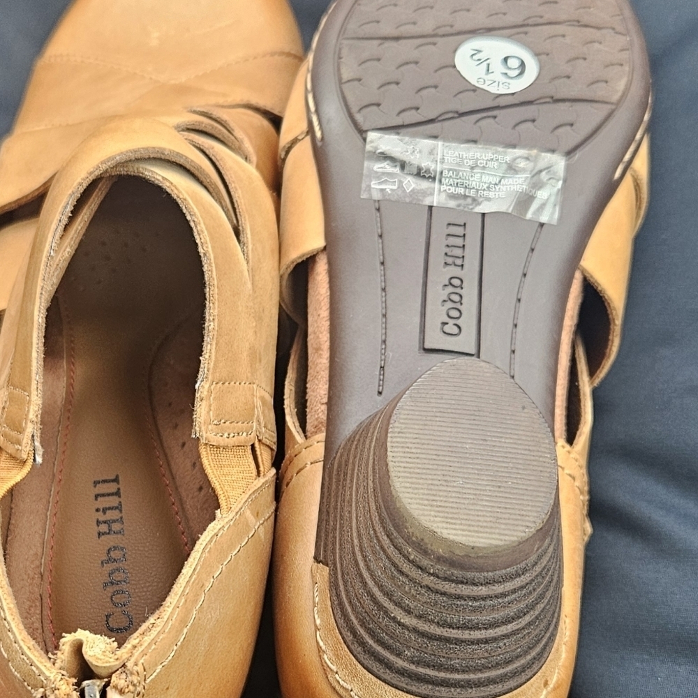 New Rockport Cobb Hill Sz 6.5 Laurel Comfort Woven Tan Leather Booties CI6229 - Picture 9 of 10